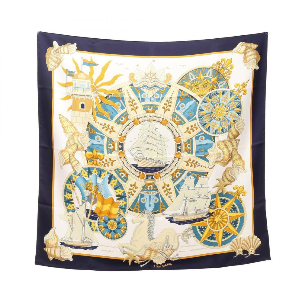 HERMES Blue Silk Scarf